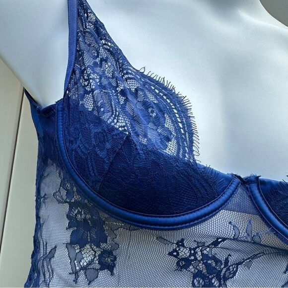 NWT Oh La La Cheri all over lace fitted lace chemise w/padded shelf cup Sz S set - Picture 4 of 12